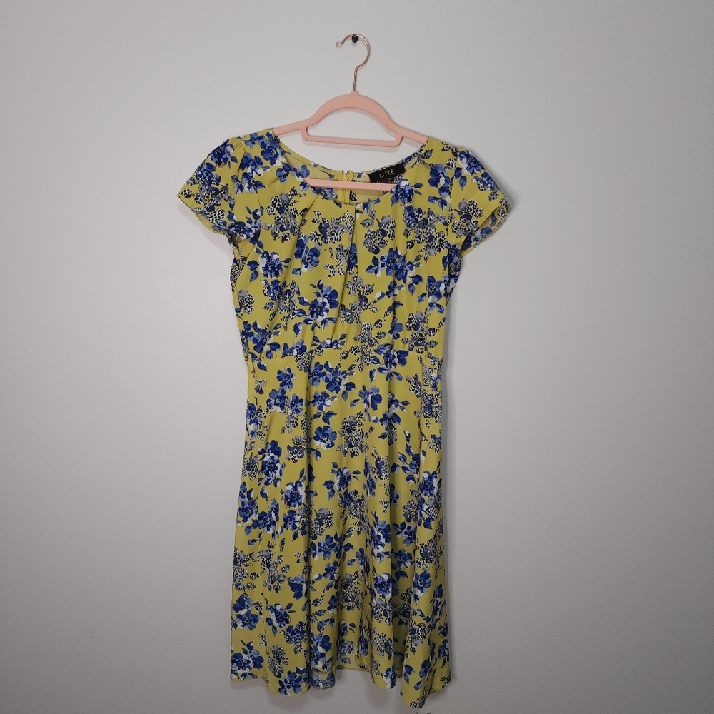 Floral Greenish and Blue Dress